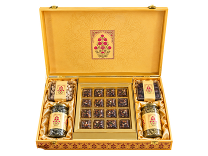 Anpurna Yellow Luxury Gift Hamper | Assorted Dry Fruits, Sweets & Healthy Snacks