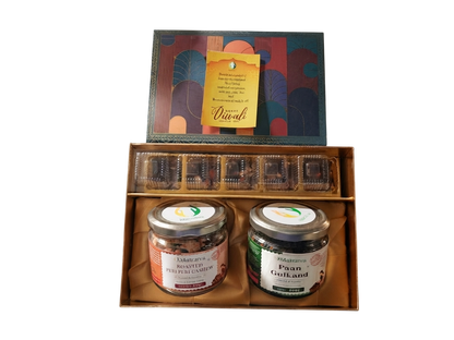 Tyohar Gift Hamper – Date Dry Fruit Barfi, Roasted Kaju Peri Peri & Paan Gulkand | Premium Festive Gift