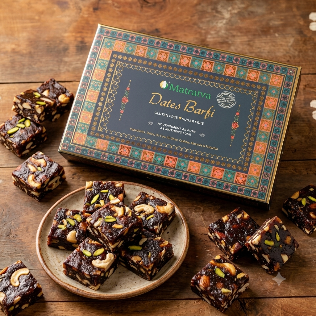 Matratva Dates Barfi – Gluten | Traditional Indian Sweet with Dry Fruits