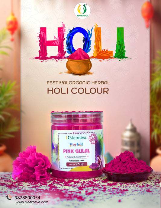 Matratva Herbal Pink Gulal – Organic & Skin-Safe Holi Color [250G]