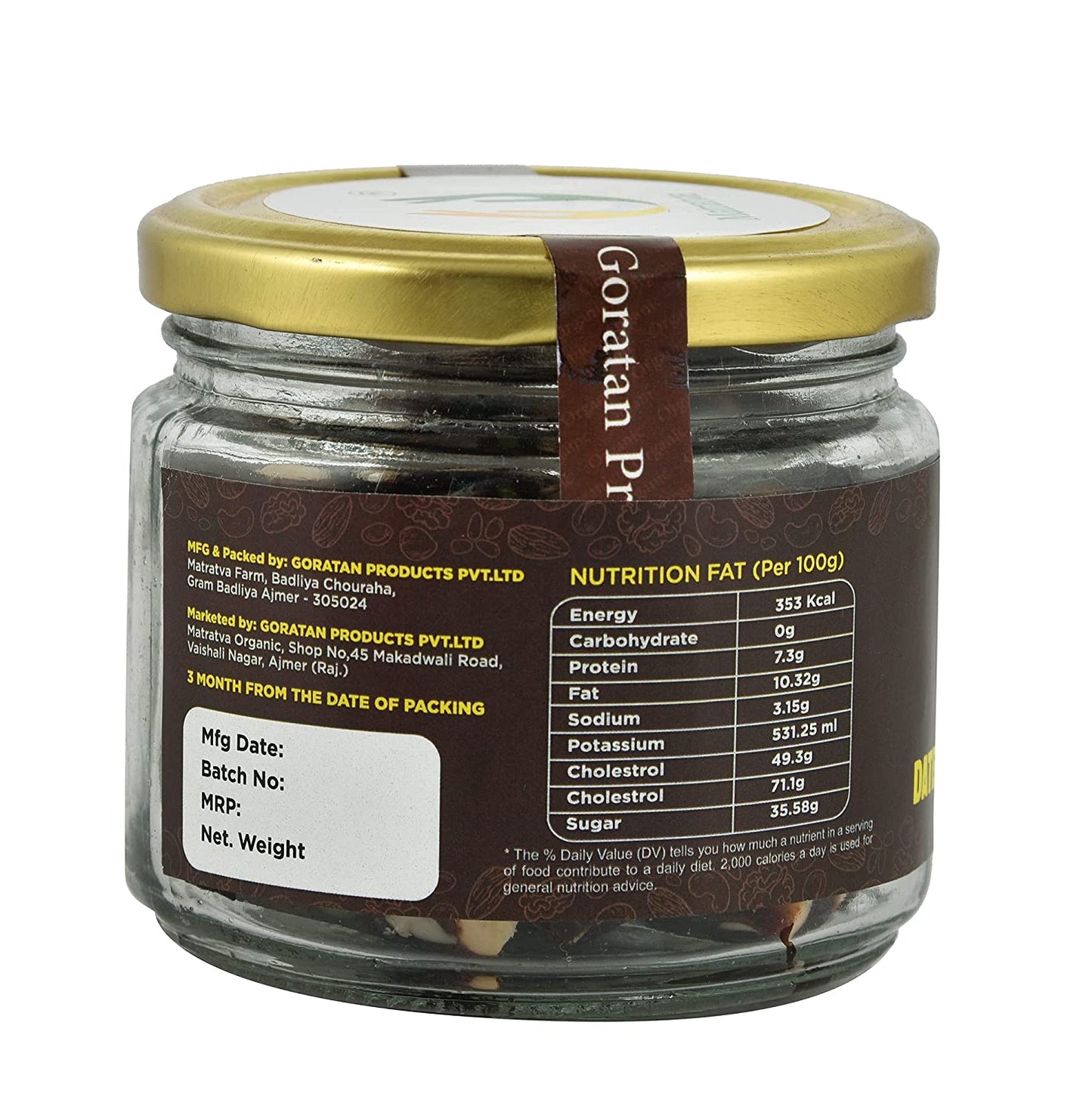 Sugar Free Khajur Barfi –  Organically Grown Majdool Dates, Almonds, Cashews and Pistachio Used | Made in Pure Desi Gir Cow A2 Ghee